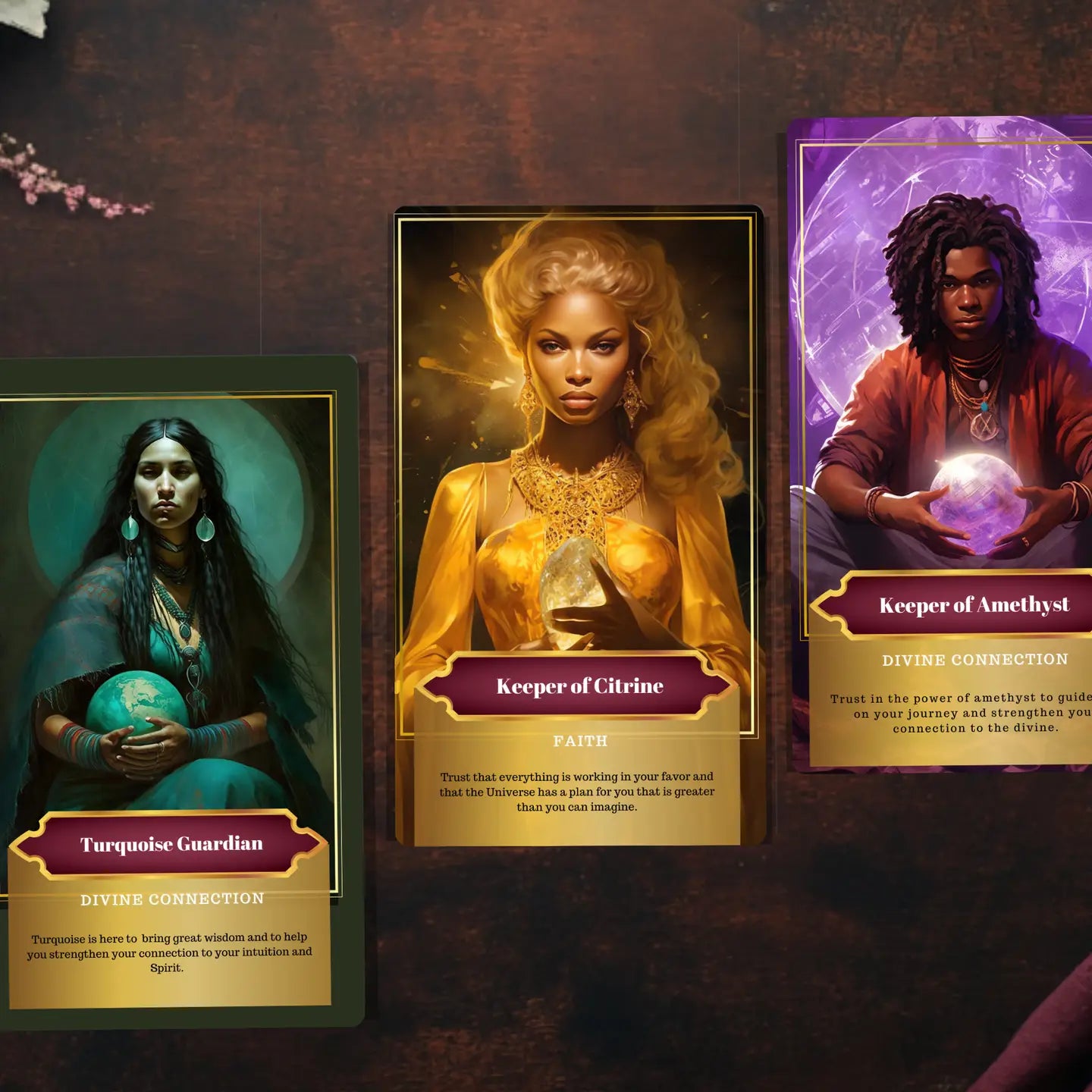 The Keepers- Guardians of the elements and crystals Tarot Cards