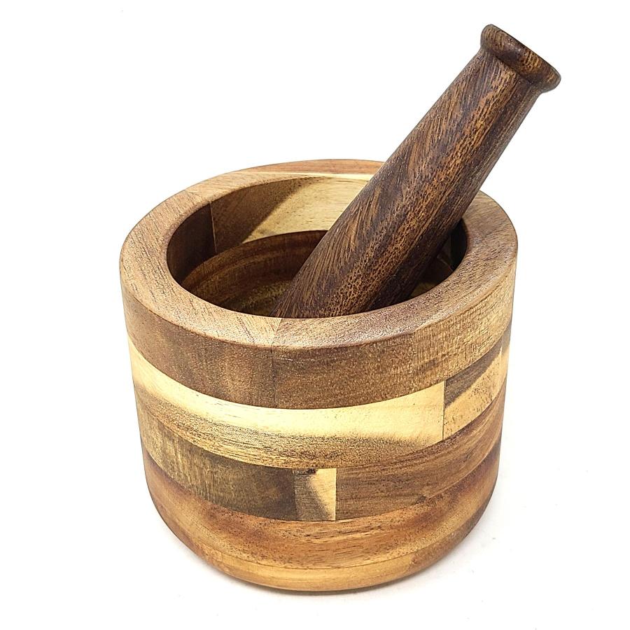 Acacia Wood Mortar & Pestle — Handcrafted Herb & Spice Grinder