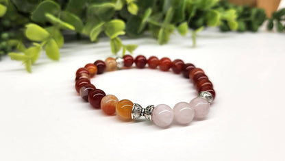 SELF LOVE - Rose Quartz(center)/Banded Carnelian, 7.5" Long