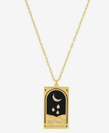 Tarot Card Necklace- Knight of Cups 14K Gold stainless steel