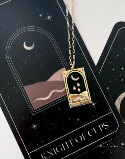 Tarot Card Necklace- Knight of Cups 14K Gold stainless steel