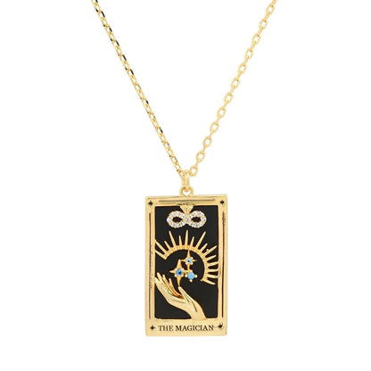 Tarot Card Necklace- Magician- 14K Gold stainless steel