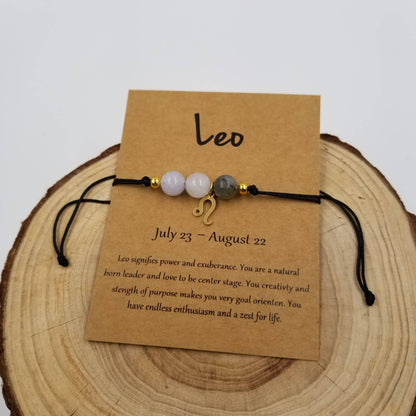 Natural Stone Chakra Bead Constellation Bracelet with Card