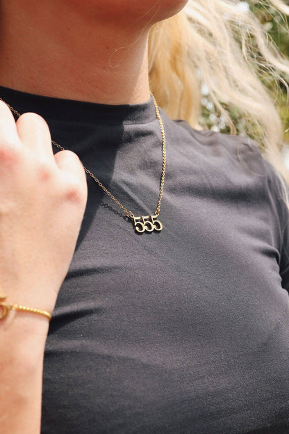 18K Gold PVD Stainless Steel Angel Number Necklace