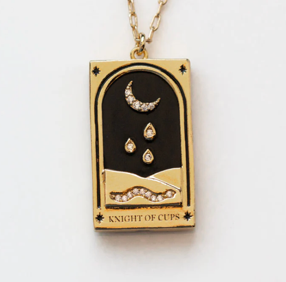 Tarot Card Necklace- Knight of Cups 14K Gold stainless steel