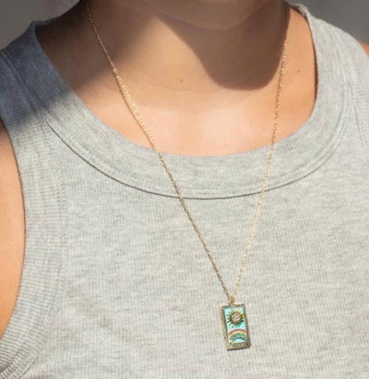 Tarot Card Necklace- Sun- 14K Gold stainless steel 