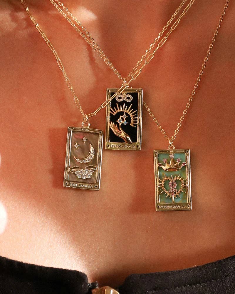 Tarot Card Necklace- Magician- 14K Gold stainless steel