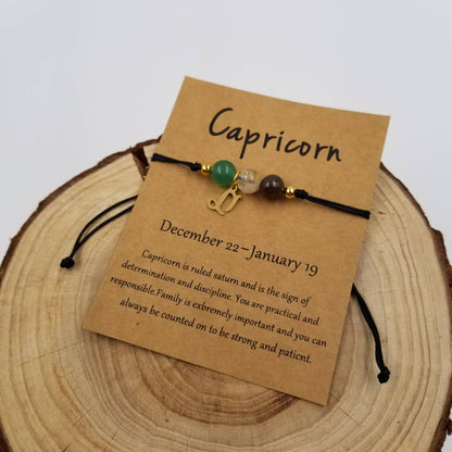 Natural Stone Chakra Bead Constellation Bracelet with Card