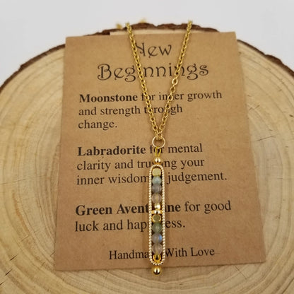Natural Stone Wishing Bead Gift Necklace with Card