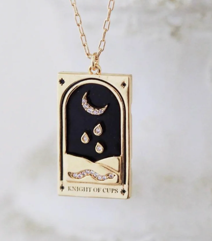 Tarot Card Necklace- Knight of Cups 14K Gold stainless steel