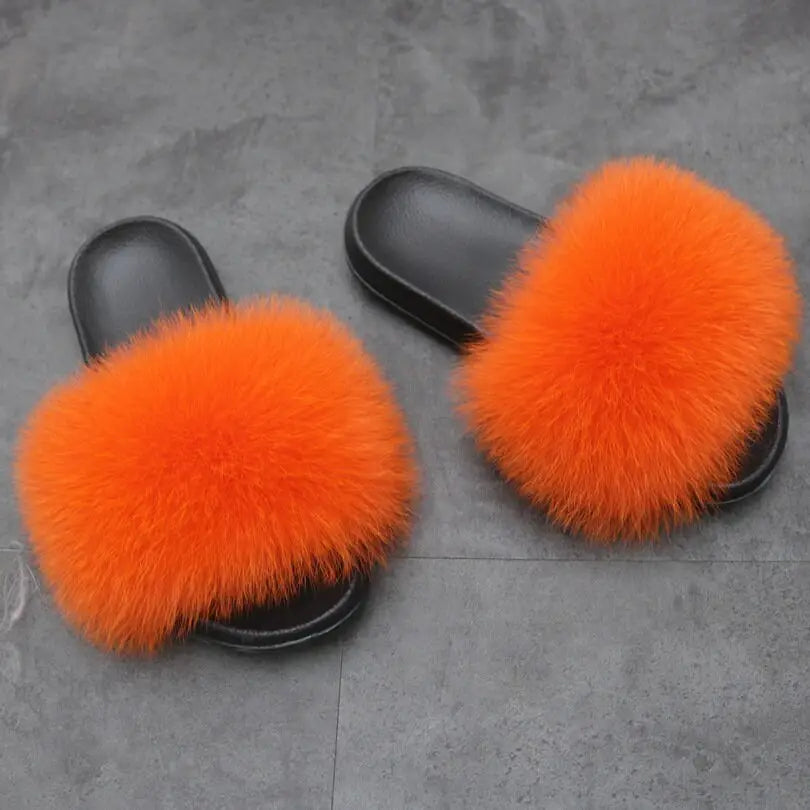 Real Fox Fur slippers