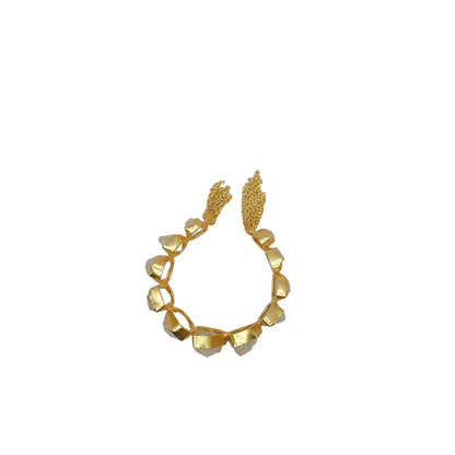 Rough Crystal Quartz Handmade Statement Gold Cuff Bracelet