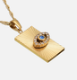 Evil Eye Talisman Tag Pendenat 14K Gold Steel Necklace