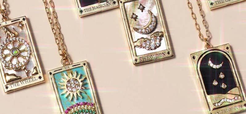 Tarot Card Necklace- Sun- 14K Gold stainless steel 