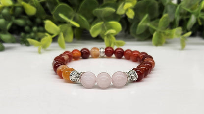 SELF LOVE - Rose Quartz(center)/Banded Carnelian, 7.5" Long