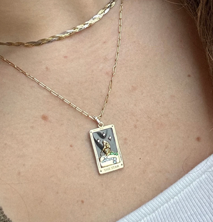 Tarot Card Necklace- Knight of Cups 14K Gold stainless steel