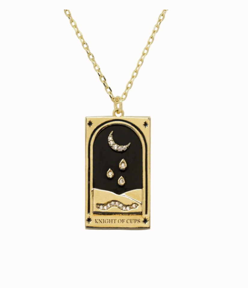 Tarot Card Necklace- Knight of Cups 14K Gold stainless steel