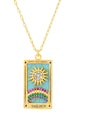 Tarot Card Necklace- Sun- 14K Gold stainless steel 