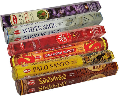 Hem Incense Sticks Variety Pack and Incense Stick Holder Bundle with 6 Classic Fragrances