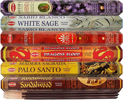 Hem Incense Sticks Variety Pack and Incense Stick Holder Bundle with 6 Classic Fragrances