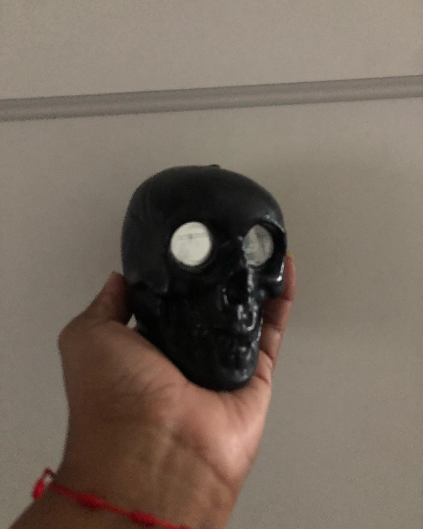 Black Skull Candle with Mirror Eyes