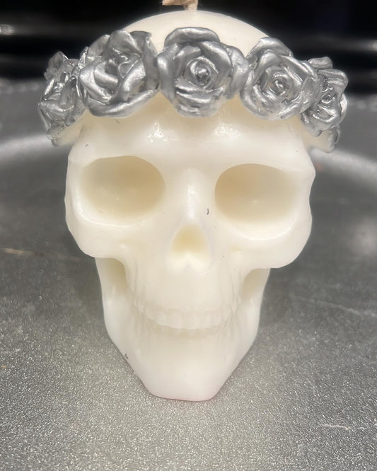 Skull Candle with Rose Crown – Love, Transformation & Ancestral Power Ritual Candle