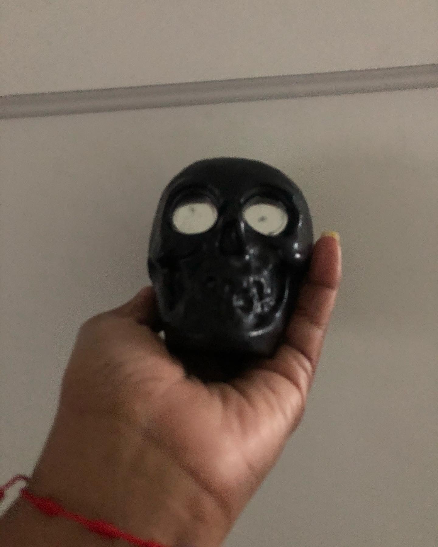 Black Skull Candle with Mirror Eyes